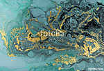 Marble abstract acrylic background. Nature blue marbling artwork texture. Golden glitter. vászonkép, poszter vagy falikép