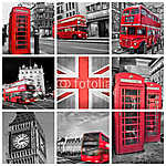 London fotókollázás, szelektív szín vászonkép, poszter vagy falikép
