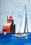 Harbour Watercolor vászonkép, poszter vagy falikép