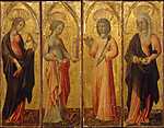 Giovanni di Paolo: Női szentek (Katalin, Borbála, Ágota, Margit) - 1470 körül (id: 12045) többrészes vászonkép