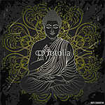 Vintage poszter ülő Buddha a grunge háttér fölött vászonkép, poszter vagy falikép