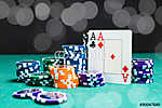 Póker zsetonok és kártyák vászonkép, poszter vagy falikép