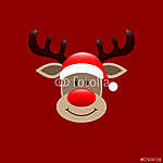 Absztrakt karácsonyi kártya Rudolph Face Red vászonkép, poszter vagy falikép