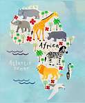 Állatos Afrika térkép gyerekeknek vászonkép, poszter vagy falikép