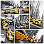 New York-i sárga taxi kollázs vászonkép, poszter vagy falikép