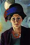 August Macke: Macke feleségének kalapos portréja (id: 2448) többrészes vászonkép