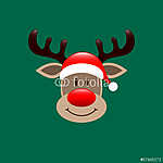 Absztrakt karácsonyi kártya Rudolph Face Green vászonkép, poszter vagy falikép