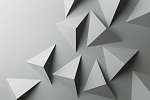 Macro image of gray geometric shapes, three-dimensional effect, abstract background vászonkép, poszter vagy falikép