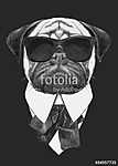 Hand drawn fashion Illustration of Pug Dog with sunglasses. Vect (id: 14851) bögre
