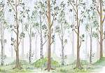 Birs és nyírfa erdő vízfesték stílusban vászonkép, poszter vagy falikép