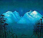 Harald Sohlberg: Téli este a hegyekben - színverzió 1. (id: 12053) falikép keretezve