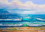 Oil painting of the sea on canvas. vászonkép, poszter vagy falikép