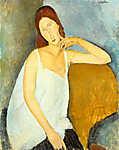 Jeanne Hebuterne portréja fehér hálóingben (eredeti szín) vászonkép, poszter vagy falikép