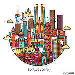 Barcelona skyline detailed silhouette. Vector line illustration (id: 14957) többrészes vászonkép