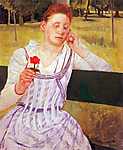 Nő piros virággal vászonkép, poszter vagy falikép