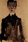 Egon Schiele: Egon Schiele önarcképe fekete köntösben (id: 2458) tapéta