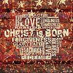 Krisztus született vallási szavak Grunge Háttéren vászonkép, poszter vagy falikép