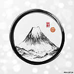 Fujiyama hegy fekete enso zen körben vászonkép, poszter vagy falikép