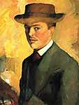 August Macke: Macke önarcképe kalapban (id: 2459) falikép keretezve