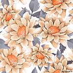 Seamless floral pattern with watercolor chrysanthemums 3 vászonkép, poszter vagy falikép