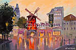Moulin Rouge, Párizs, Franciaország (olajfestmény reprodukció) vászonkép, poszter vagy falikép