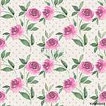 Floral seamless pattern 32. Watercolor background with pink flow vászonkép, poszter vagy falikép