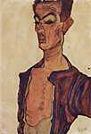 Egon Schiele fintorgó önarcképe vászonkép, poszter vagy falikép