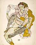 Egon Schiele: Ülő pár (1915) (id: 3061) falikép keretezve