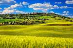 Tavaszi tavasz, Pienza középkori falu. Siena, Olaszország vászonkép, poszter vagy falikép