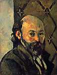 Cézanne önarckép, mintás tapéta előtt vászonkép, poszter vagy falikép