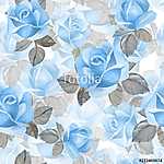 Floral seamless pattern. Watercolor background with blue roses 2 (id: 14066) poszter