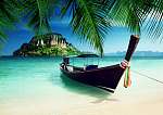 long boat and poda island, Thailand vászonkép, poszter vagy falikép