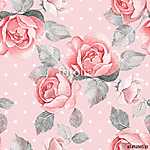 Hand drawn watercolor floral seamless pattern. Vintage flowers 2 vászonkép, poszter vagy falikép