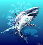 vektoros illusztráció egy cápa vászonkép, poszter vagy falikép