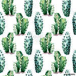 Watercolor seamless pattern with cactus. vászonkép, poszter vagy falikép