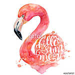Watercolor pink flamingo hand painted illustration vászonkép, poszter vagy falikép