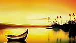 Csónak a tengeren naplementében (id: 1770) bögre