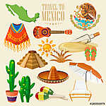 Vector színes kártya Mexikóról. Utazás plakát mexikói it (id: 12771) bögre