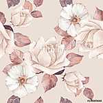 Delicate flowers. Watercolor floral seamless pattern. Pastel col vászonkép, poszter vagy falikép
