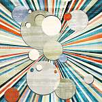 Retro circles abstract background with rays pattern. vászonkép, poszter vagy falikép
