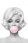 Marilyn Monroe rózsaszín rágógumit fúj, fekete-fehér (2:3 arány) vászonkép, poszter vagy falikép