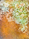 Vízfestmény fehér virágok és puha zöld levelek. Sárga- vászonkép, poszter vagy falikép