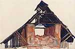 Egon Schiele: Öreg házikó (id: 3078) többrészes vászonkép