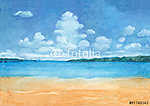 A trópusi tengerpart akvarellje vászonkép, poszter vagy falikép