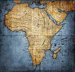 Antik Afrika-térkép kék óceánokkal vászonkép, poszter vagy falikép