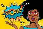 WOW Pop Art - Fekete nő titkárnő szemüvegben vászonkép, poszter vagy falikép