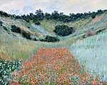 Claude Monet: Pipacsmező a völgyben Giverny közelében (1885) (id: 2981) bögre