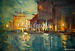 Éjszaka Velence épület, (olajfestmény reprodukció) vászonkép, poszter vagy falikép