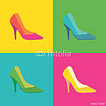 Pop art, magas sarkú női cipők - illusztráció. (id: 5581) bögre