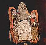 Egon Schiele: Anya két gyermekével (id: 1082) többrészes vászonkép